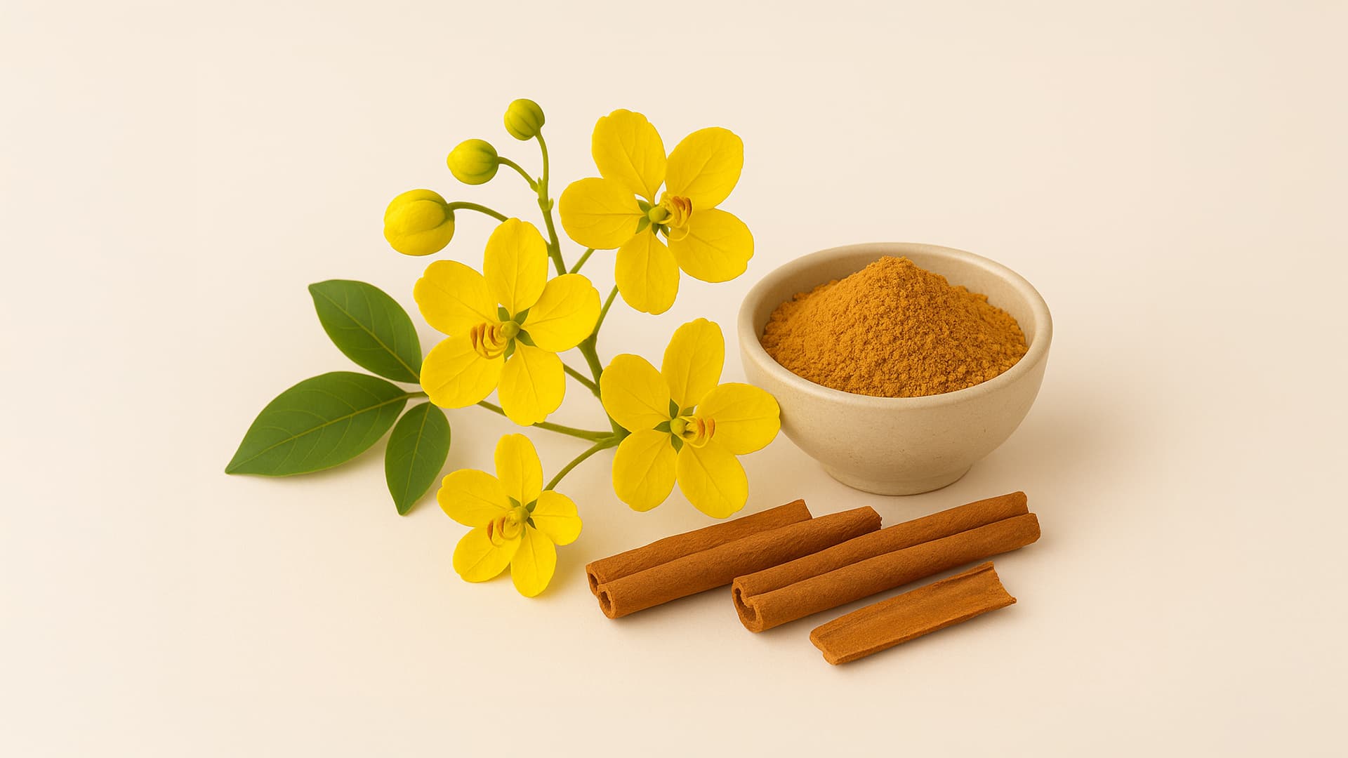 Cassia Essential Oil bottle and cassia bark